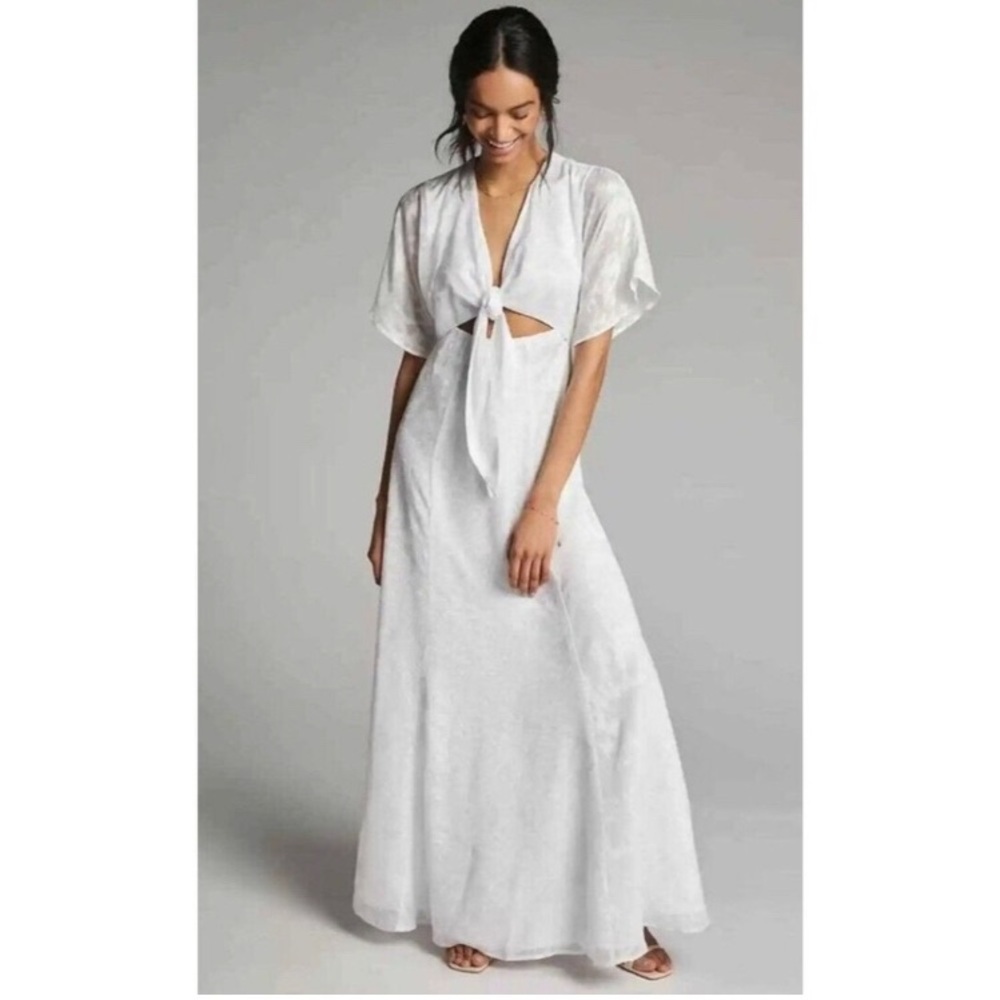 Hutch Luciana Jacquard Cut Out Maxi Dress White Size 6 NWT